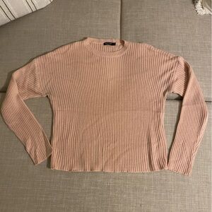 Nasty Gal Ribbed Crewneck Sweater - Blush